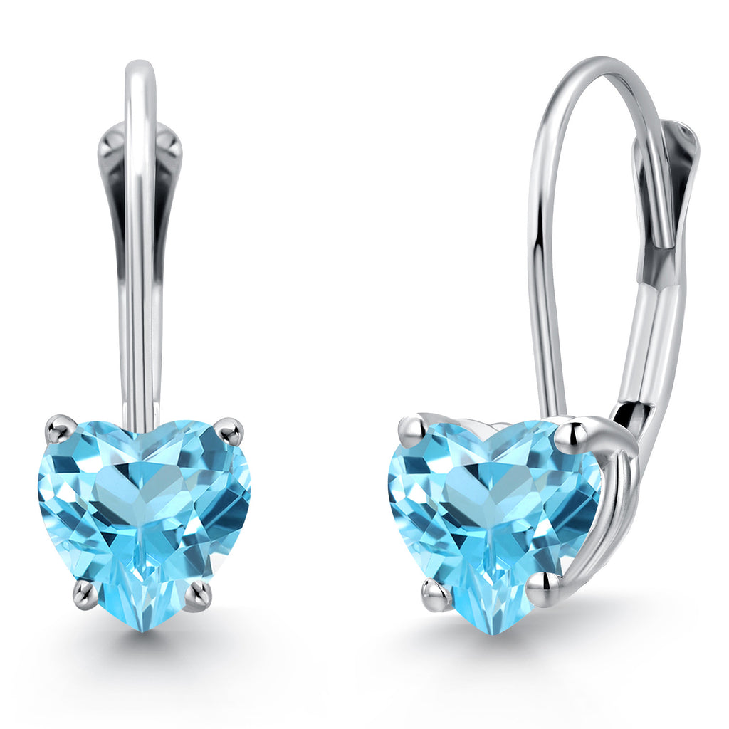 Swiss Blue Topaz - November_Earrings in 14K White Gold