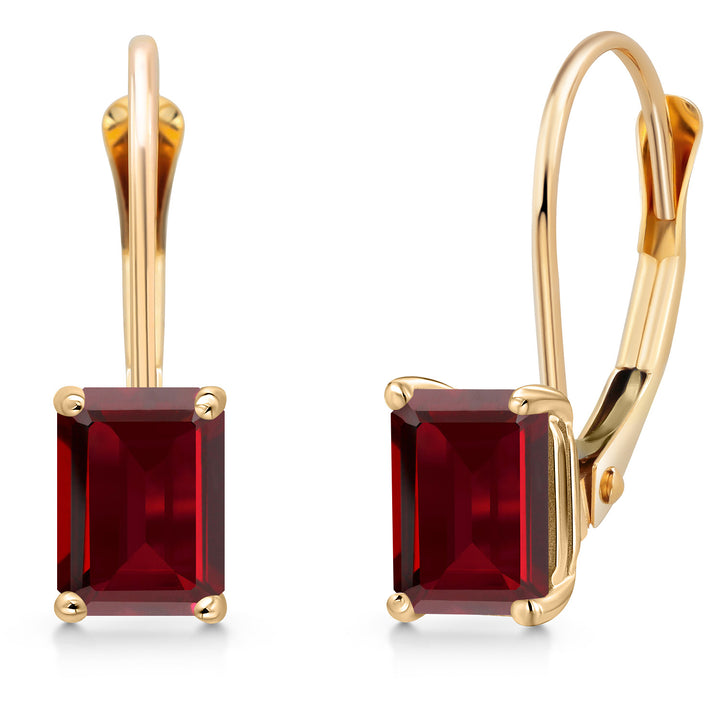 Gem Stone King 14K Yellow Gold 6X4MM Emerald Cut Gemstone Birthstone Leverback Earrings For Women | Gold Earrings For Women | Fine Jewelry Gifts for Her Mom Wife