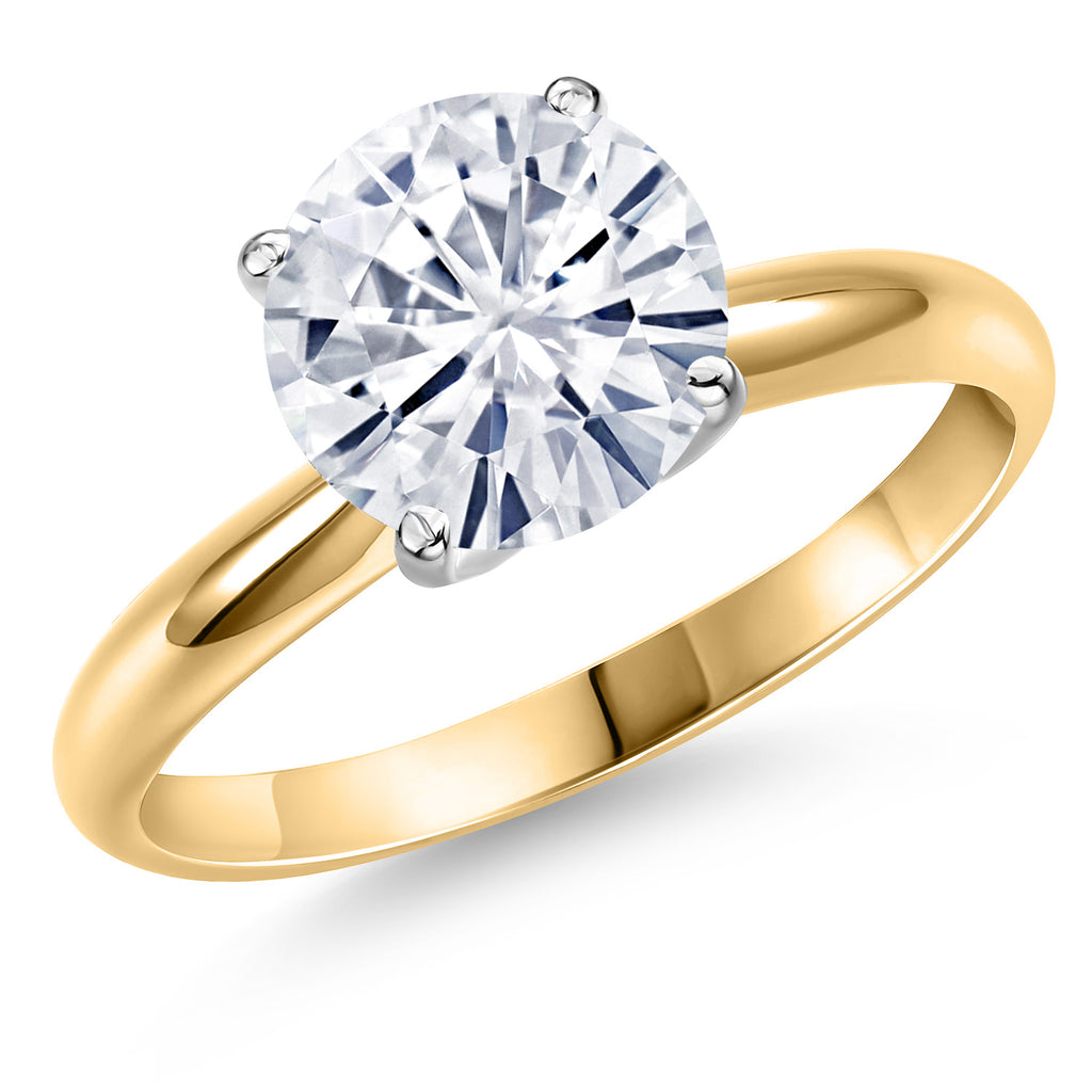 White Moissanite - April_9_Ring in 14K Two Tone Gold