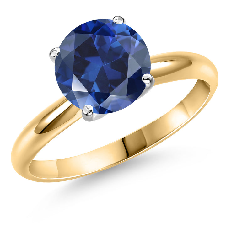Blue Created Sapphire - September_5_Ring in 14K Two Tone Gold