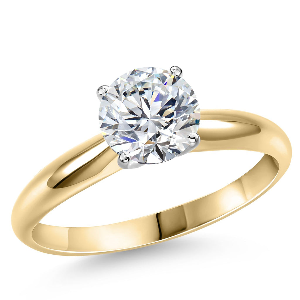 Gem Stone King 1-5 Ct IGI Certified Lab Grown Diamond 14K Two Tone Gold Solitaire Engagement Ring For Women | D-E Color VS1-VS2 Clarity | Wedding Anniversary Gold Ring