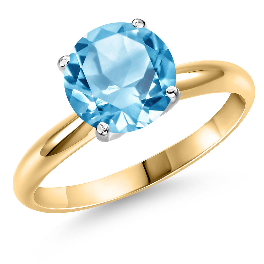 Swiss Blue Topaz - November_8_Ring in 14K Two Tone Gold