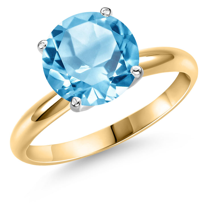 Swiss Blue Topaz - November_5_Ring in 14K Two Tone Gold