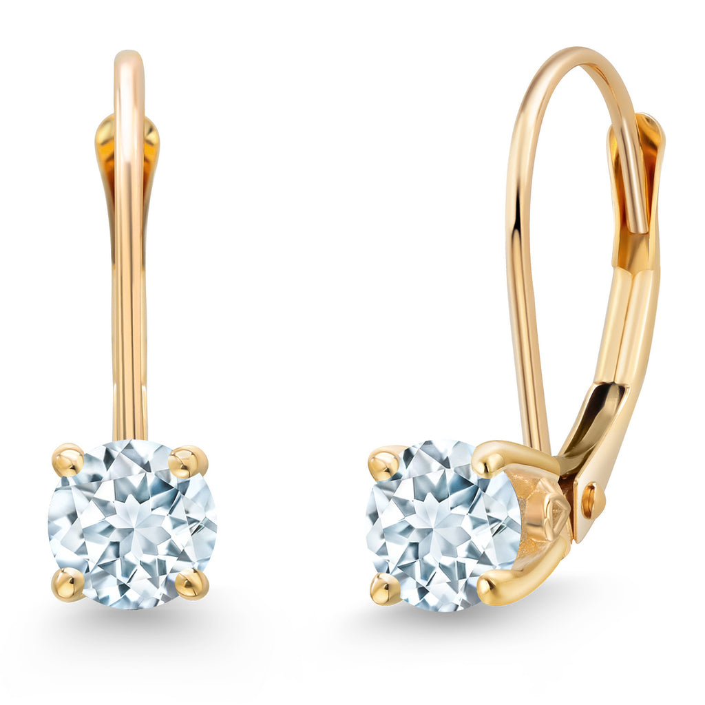 Aquamarine - March_Earrings in 14K Yellow Gold