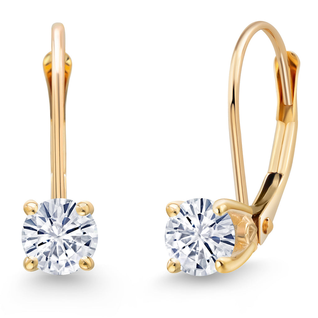 White Moissanite - April_Earrings in 14K Yellow Gold