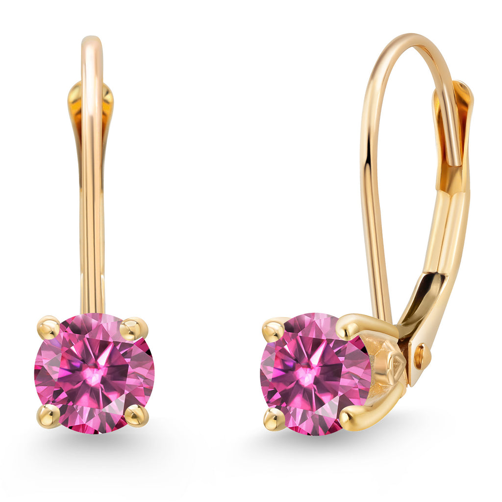 Pink Moissanite - April_Earrings in 14K Yellow Gold