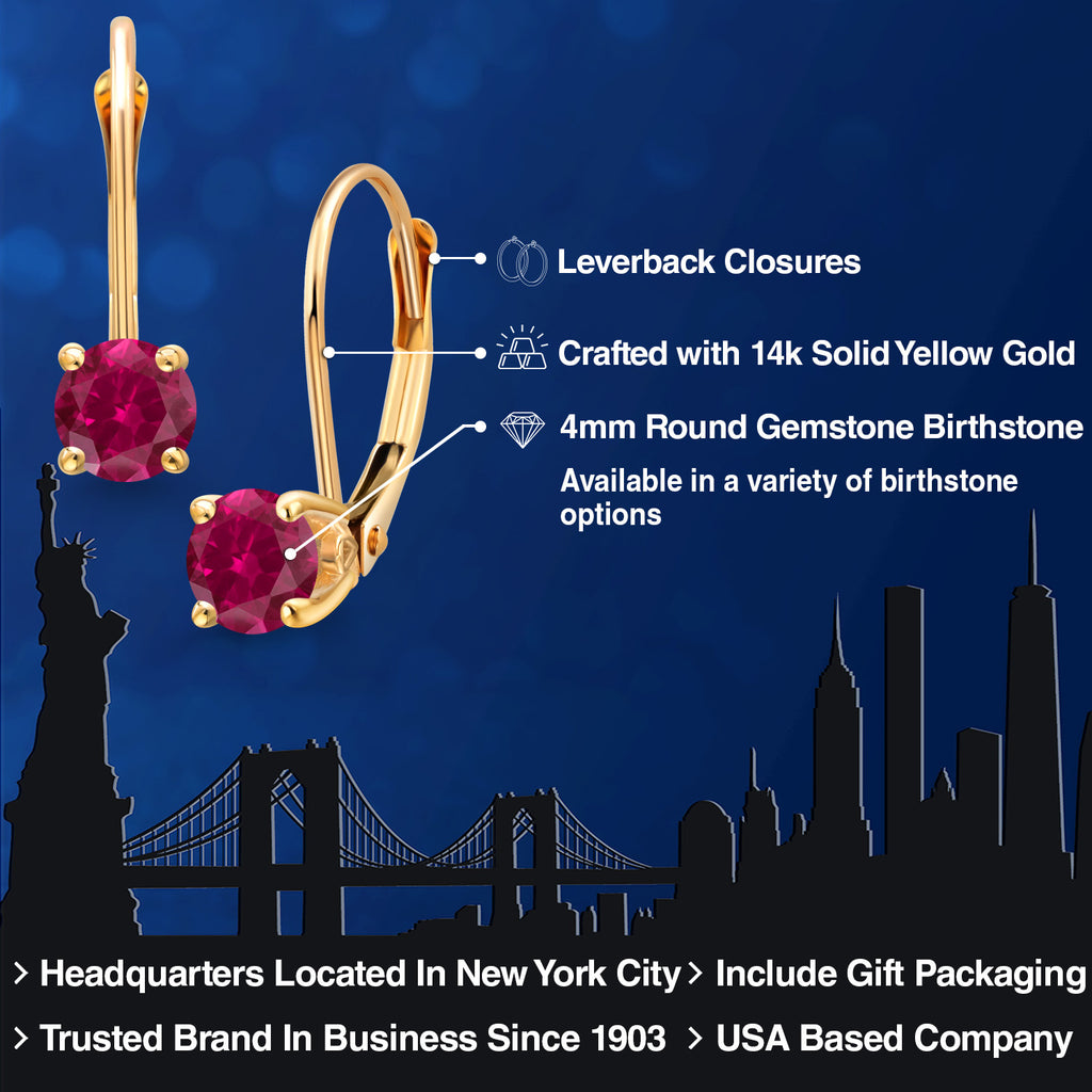 Created Ruby - July_Earrings in 14K Yellow Gold