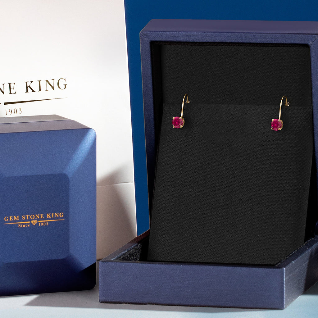 Created Ruby - July_Earrings in 14K Yellow Gold