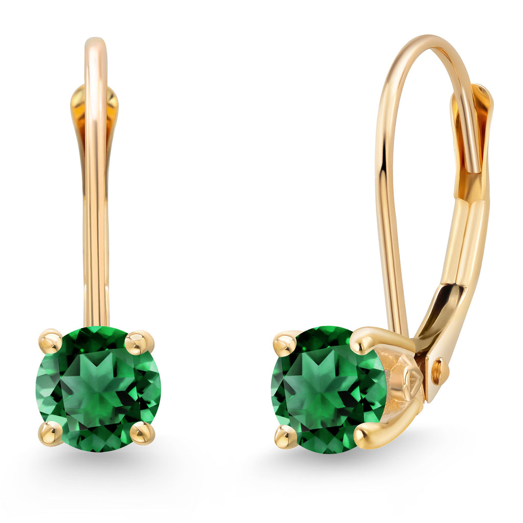 Nano Emerald - May_Earrings in 14K Yellow Gold