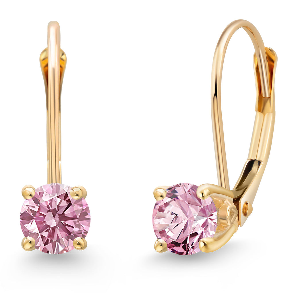 Pink Lab Grown Diamond - April_Earrings in 14K Yellow Gold