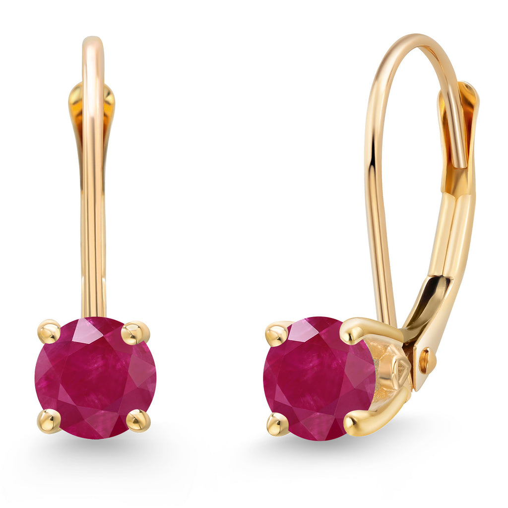 Ruby - July_Earrings in 14K Yellow Gold
