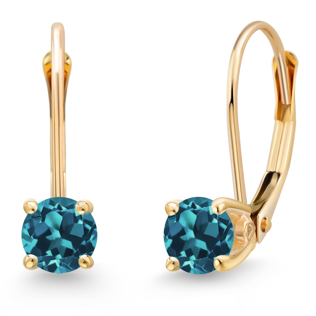 London Blue Topaz - November_Earrings in 14K Yellow Gold
