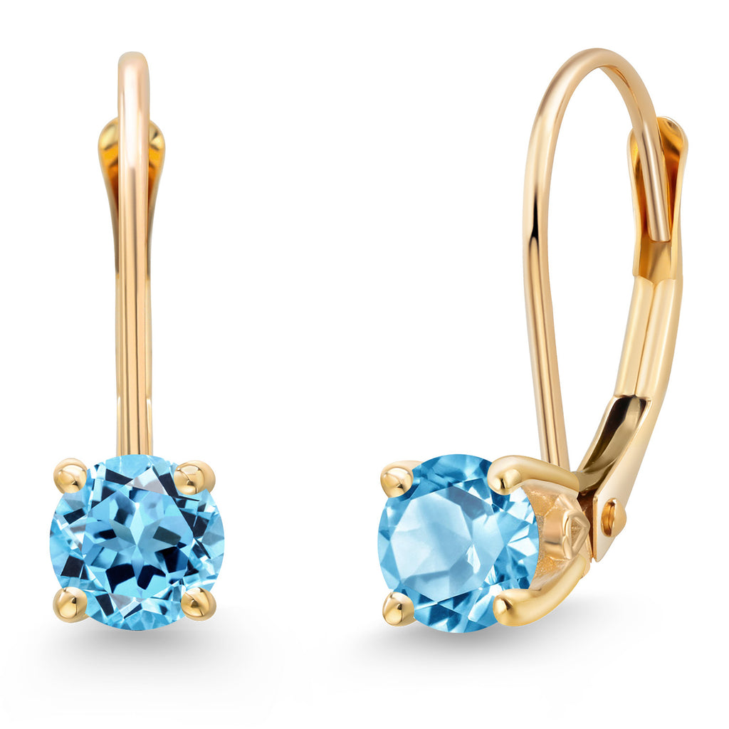 Swiss Blue Topaz - November_Earrings in 14K Yellow Gold