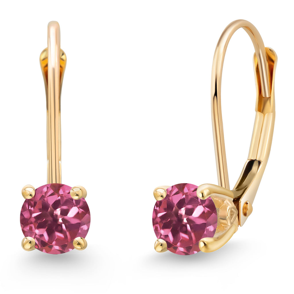 Pink Tourmaline - October_Earrings in 14K Yellow Gold