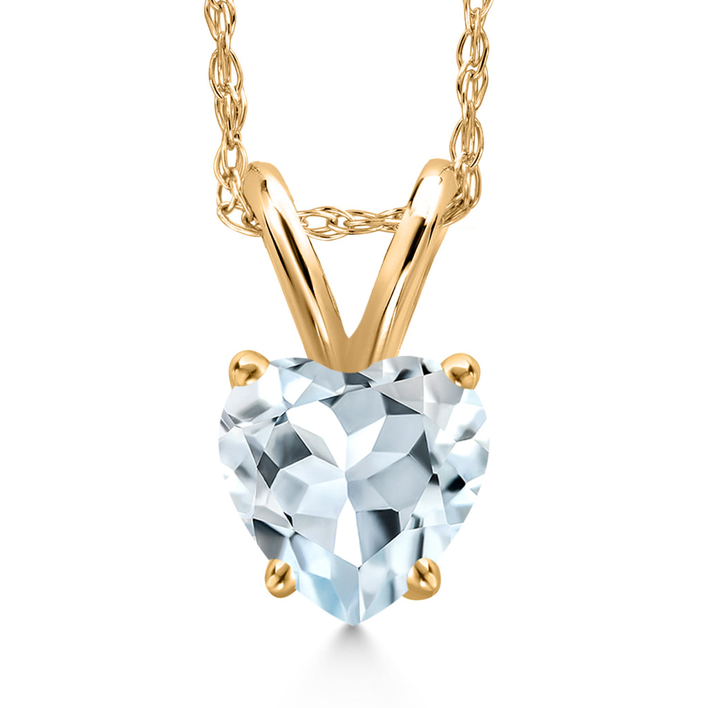 Aquamarine - March_Pendant in 10K Yellow Gold
