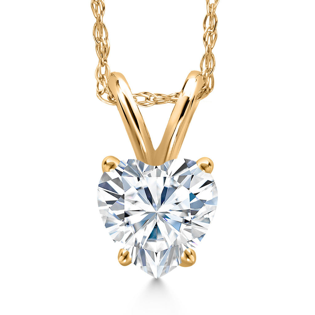 White Moissanite - April_Pendant in 10K Yellow Gold