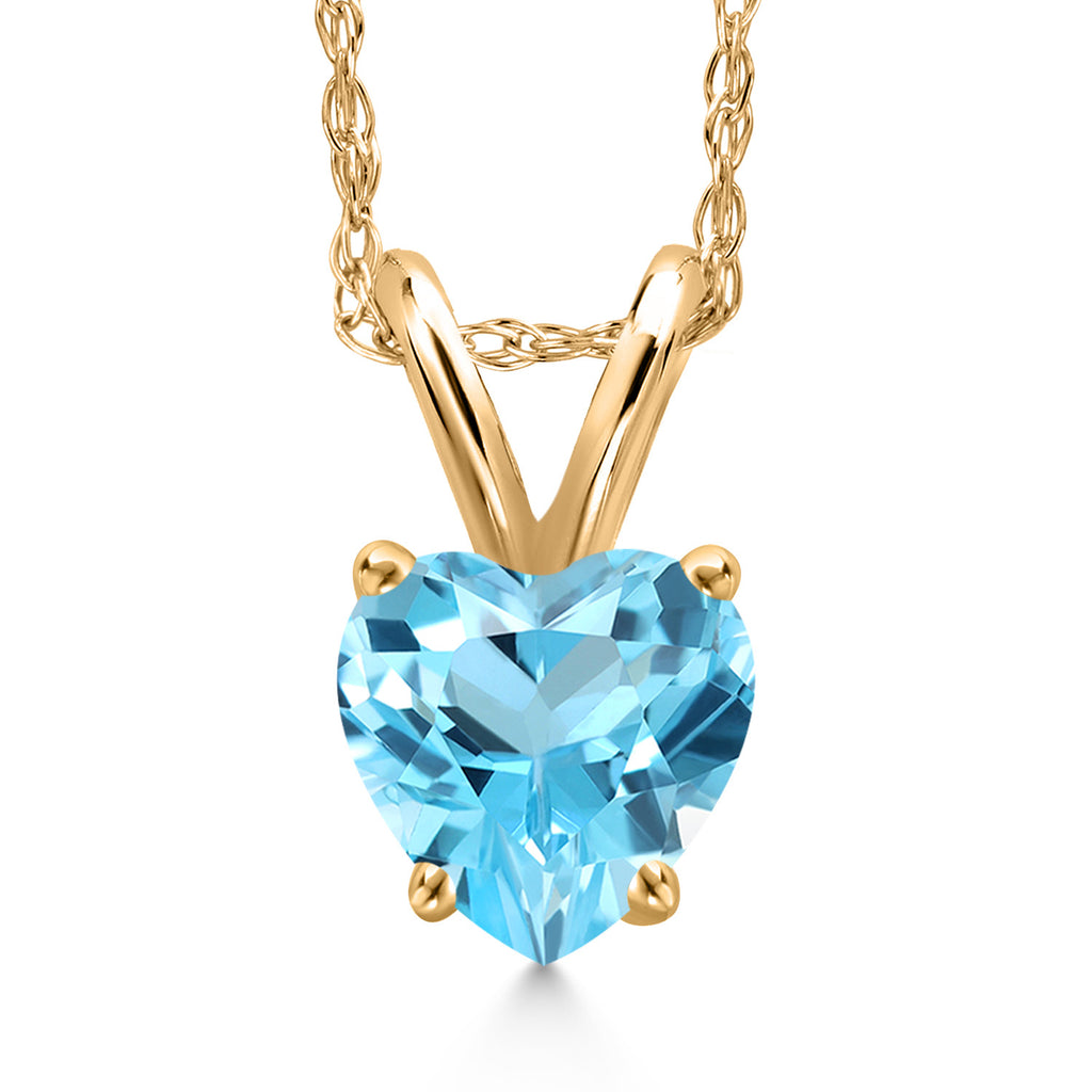Swiss Blue Topaz - November_Pendant in 10K Yellow Gold