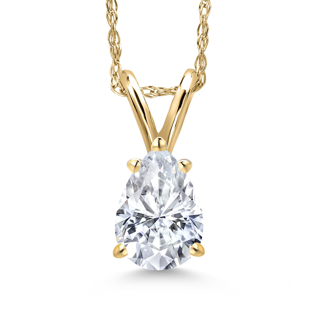 White Moissanite - April_Pendant in 10K Yellow Gold