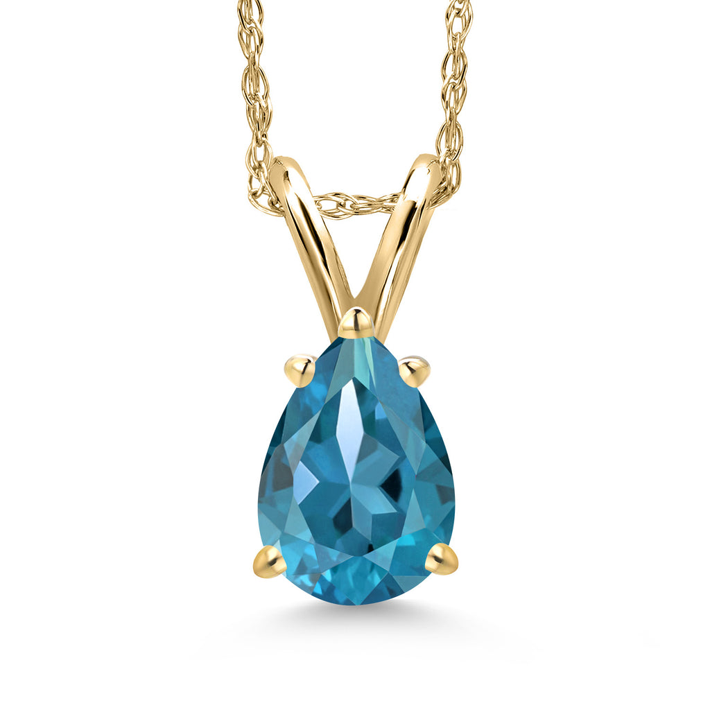 London Blue Topaz - November_Pendant in 10K Yellow Gold