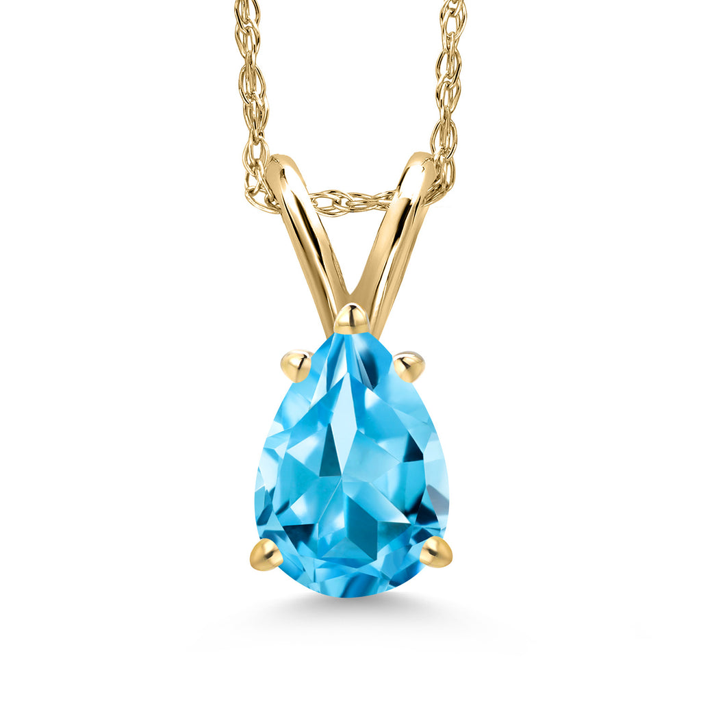 Swiss Blue Topaz - November_Pendant in 10K Yellow Gold