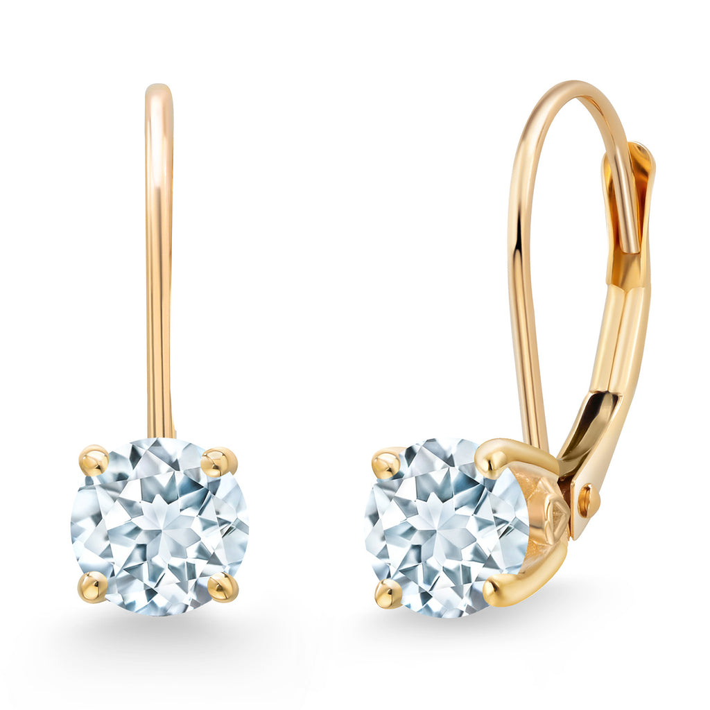 Aquamarine - March_Earrings in 14K Yellow Gold