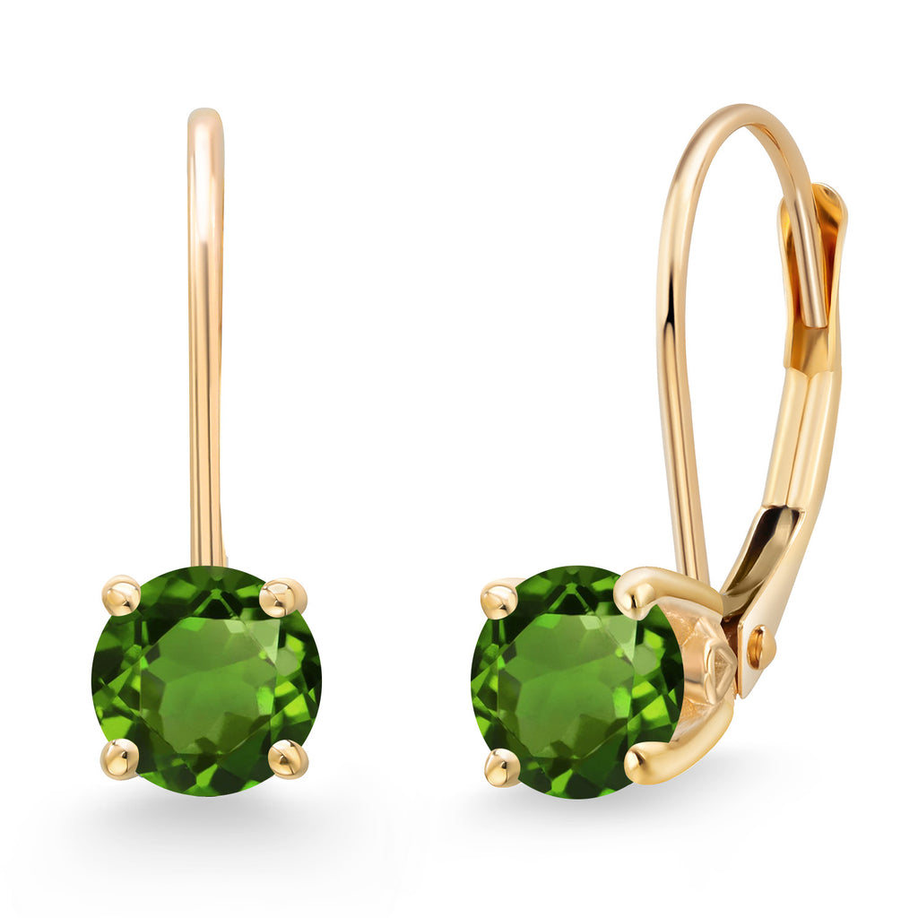 Chrome Diopside_Earrings in 14K Yellow Gold