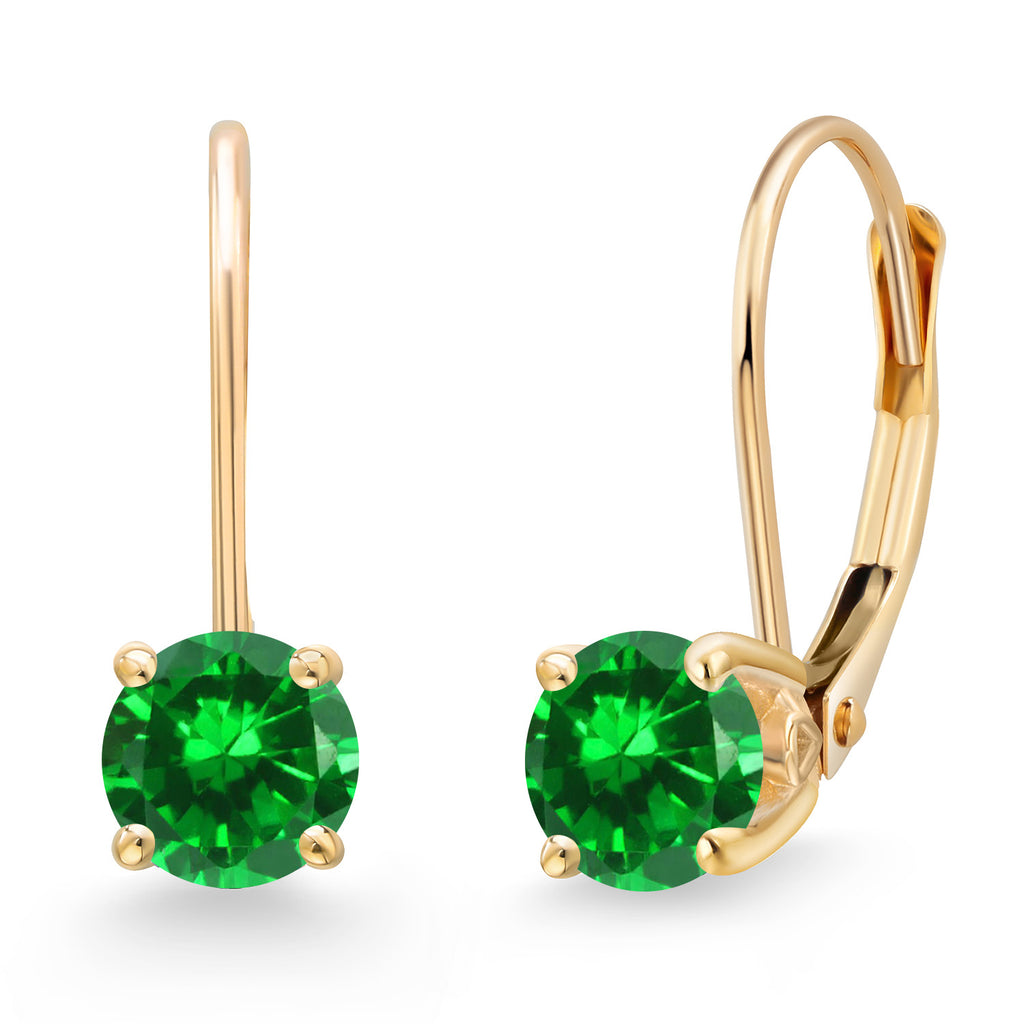 Created Emerald - May_Earrings in 14K Yellow Gold