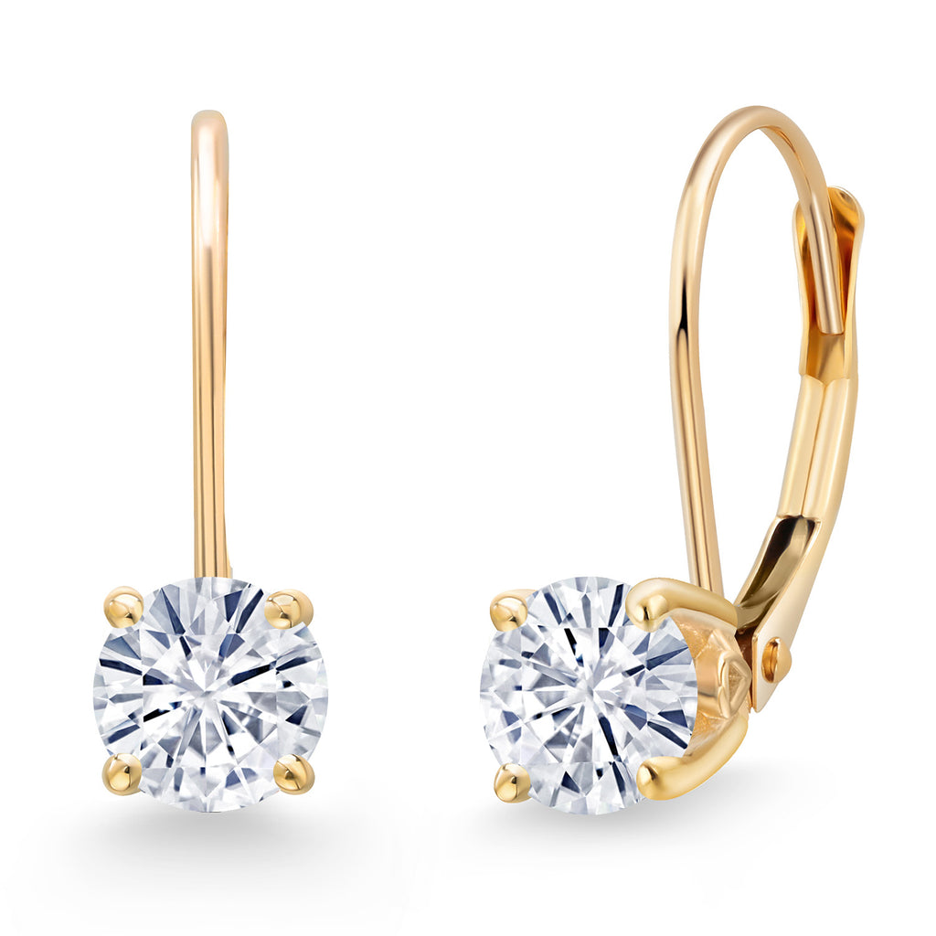 White Moissanite - April_Earrings in 14K Yellow Gold