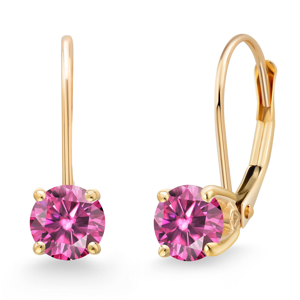 Pink Moissanite - April_Earrings in 14K Yellow Gold