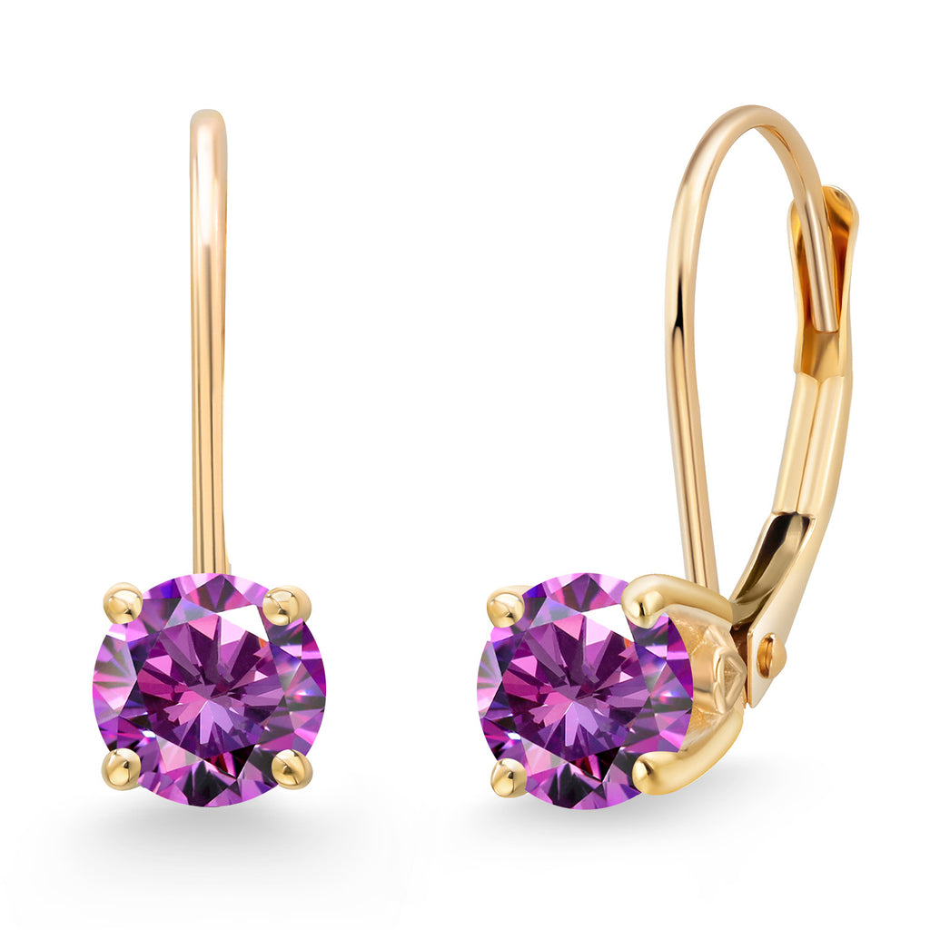 Fancy Purple Zirconia_Earrings in 14K Yellow Gold