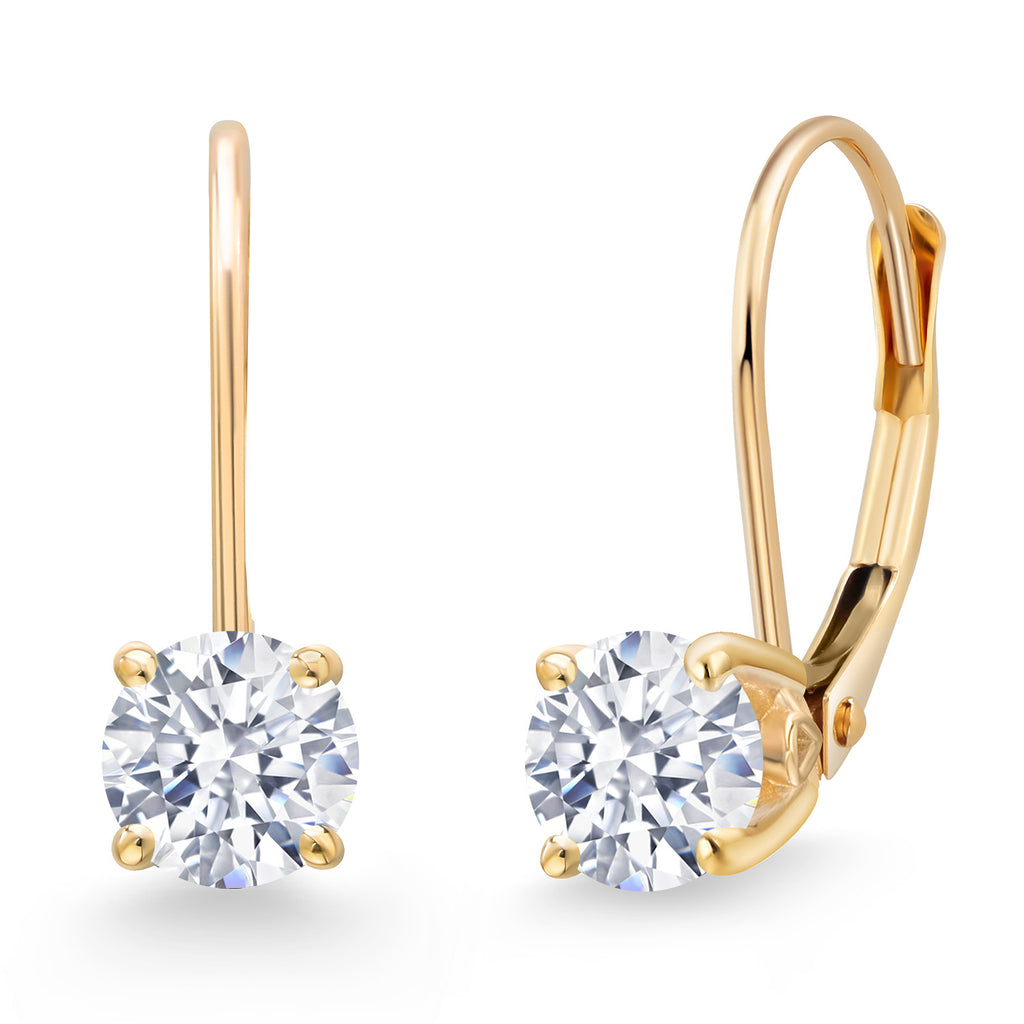 White Zirconia_Earrings in 14K Yellow Gold