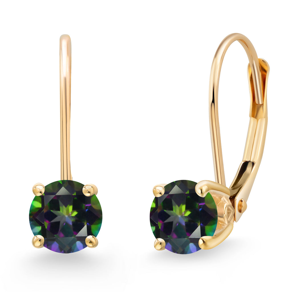 Green Mystic Topaz_Earrings in 14K Yellow Gold