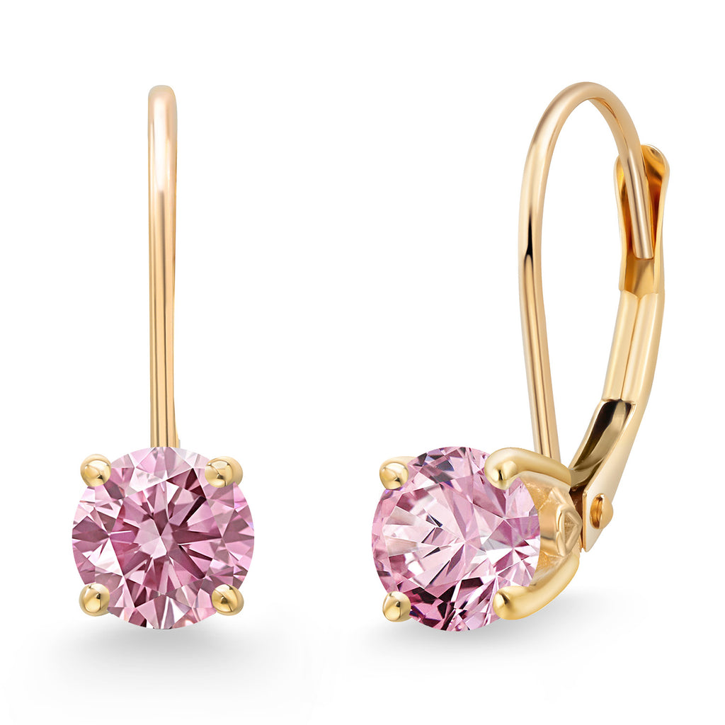Pink Lab Grown Diamond - April_Earrings in 14K Yellow Gold