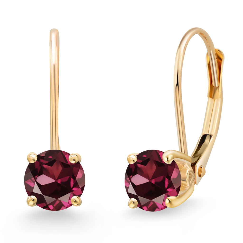 Rhodolite Garnet_Earrings in 14K Yellow Gold
