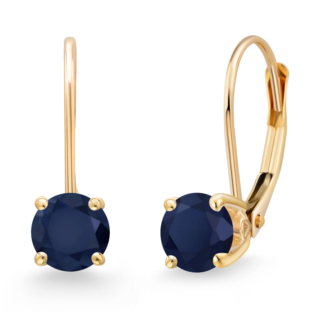 Blue Sapphire - September_Earrings in 14K Yellow Gold