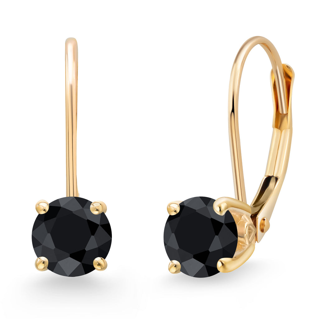 Black Sapphire - September_Earrings in 14K Yellow Gold