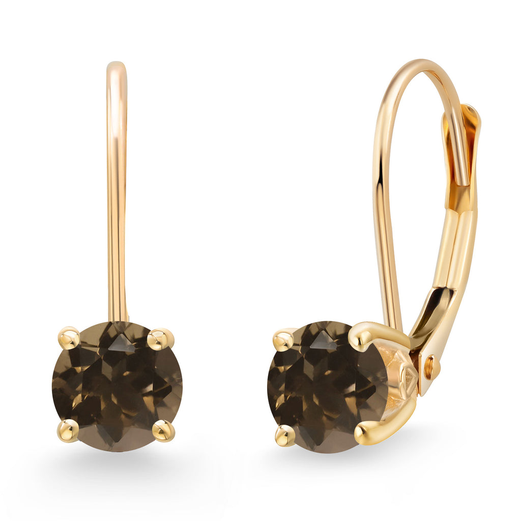 Smoky Quartz_Earrings in 14K Yellow Gold