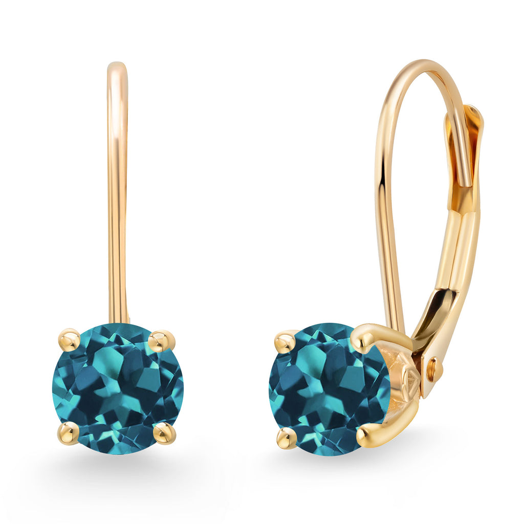 London Blue Topaz - November_Earrings in 14K Yellow Gold