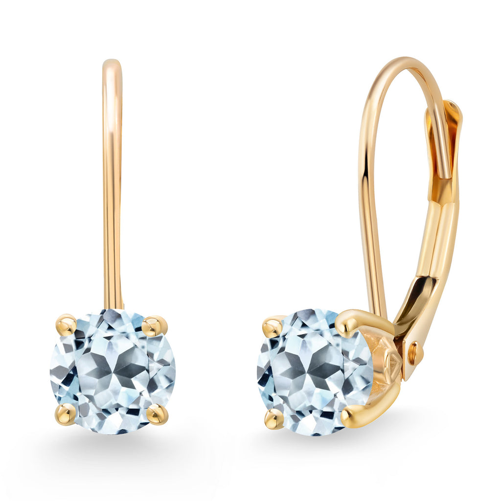 Sky Blue Topaz - November_Earrings in 14K Yellow Gold