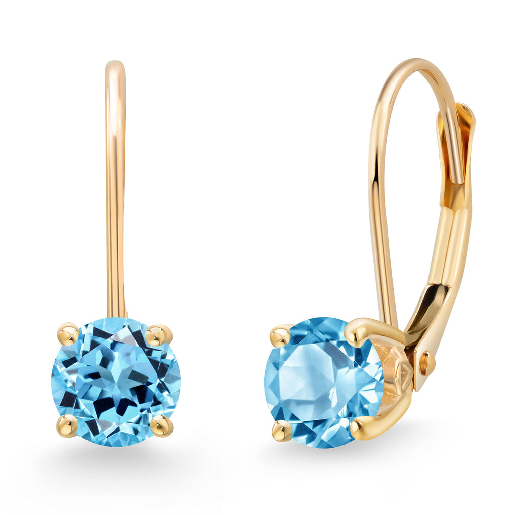 Swiss Blue Topaz - November_Earrings in 14K Yellow Gold