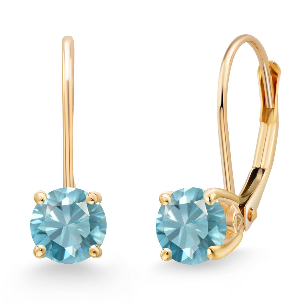 Blue Zircon_Earrings in 14K Yellow Gold