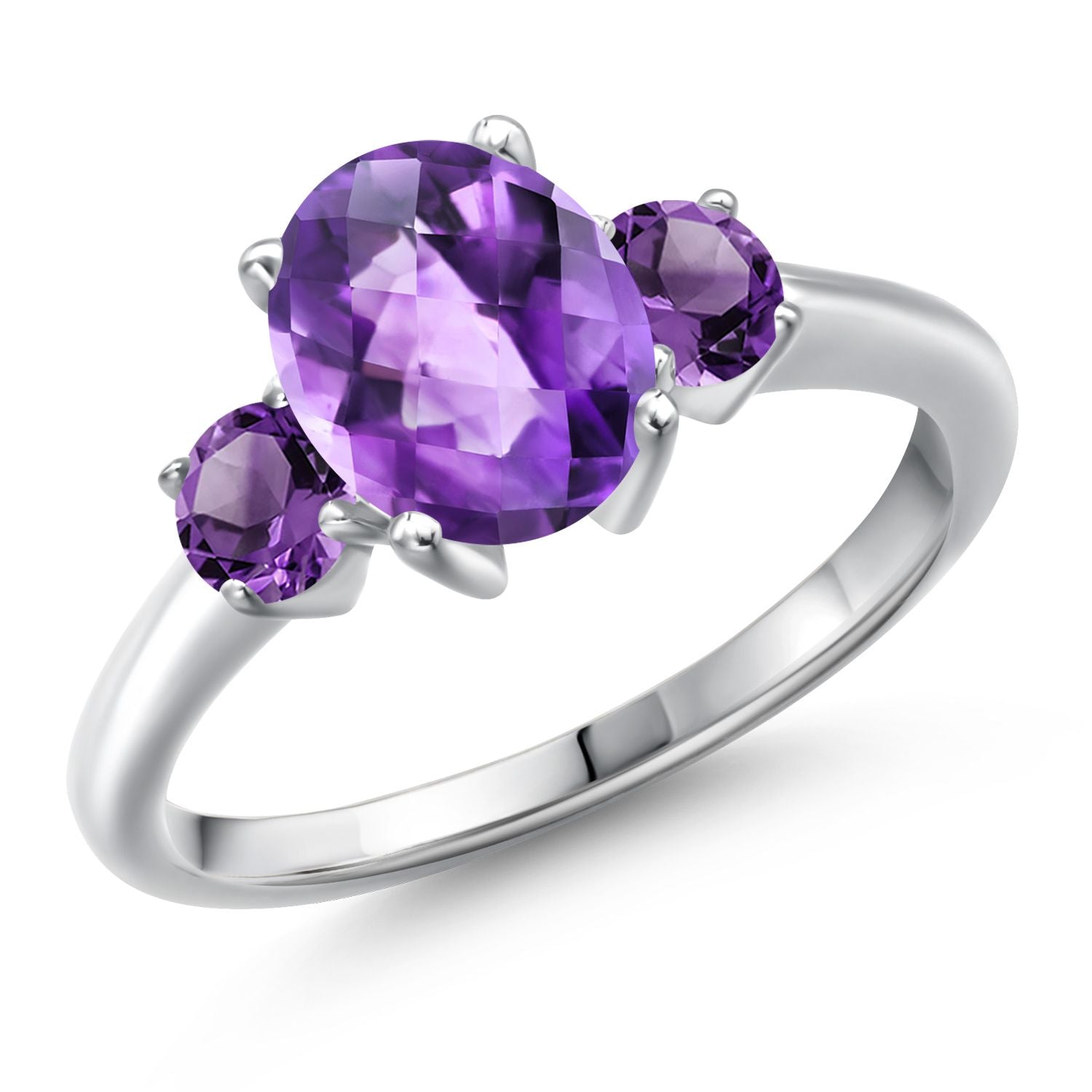 Amethyst-Checkerboard - February_9_Ring in 925 Sterling Silver