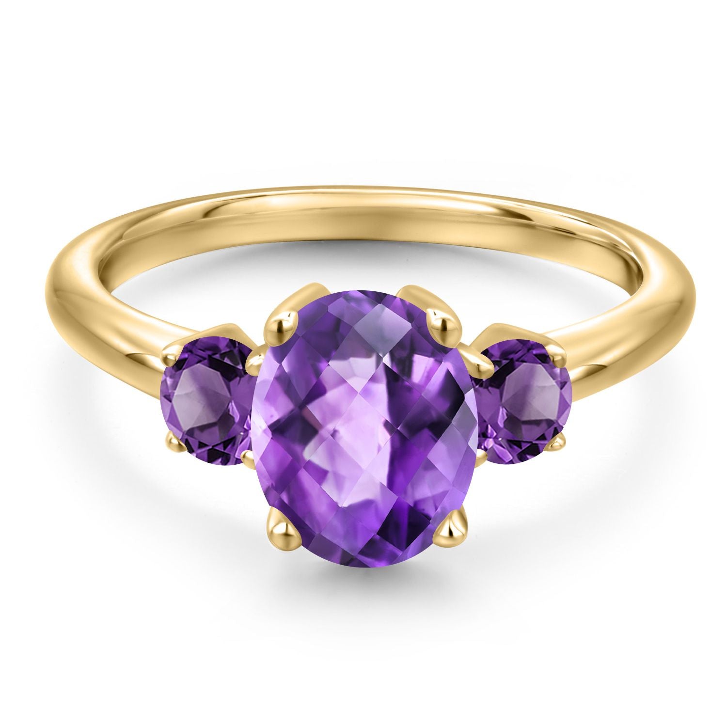 Amethyst_5_Ring in 925 Yellow Gold Plated Silver