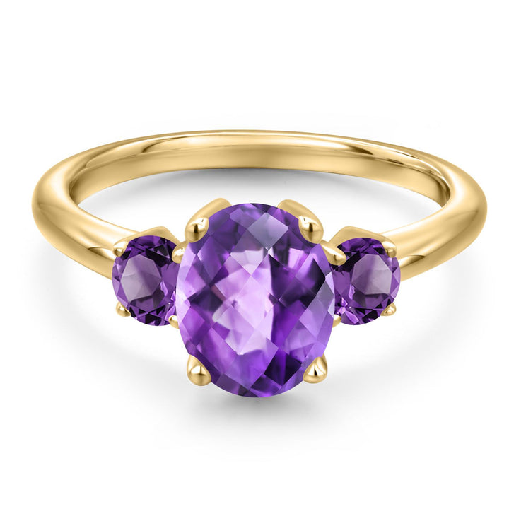 Amethyst_5_Ring in 925 Yellow Gold Plated Silver