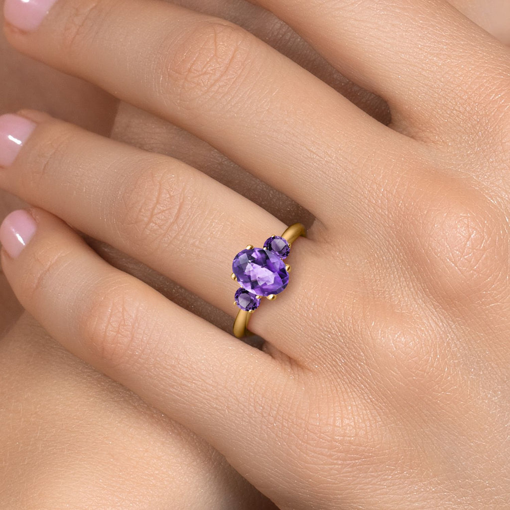 Amethyst_5_Ring in 925 Yellow Gold Plated Silver