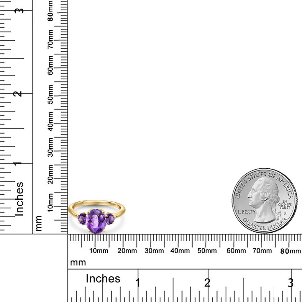 Amethyst_5_Ring in 925 Yellow Gold Plated Silver