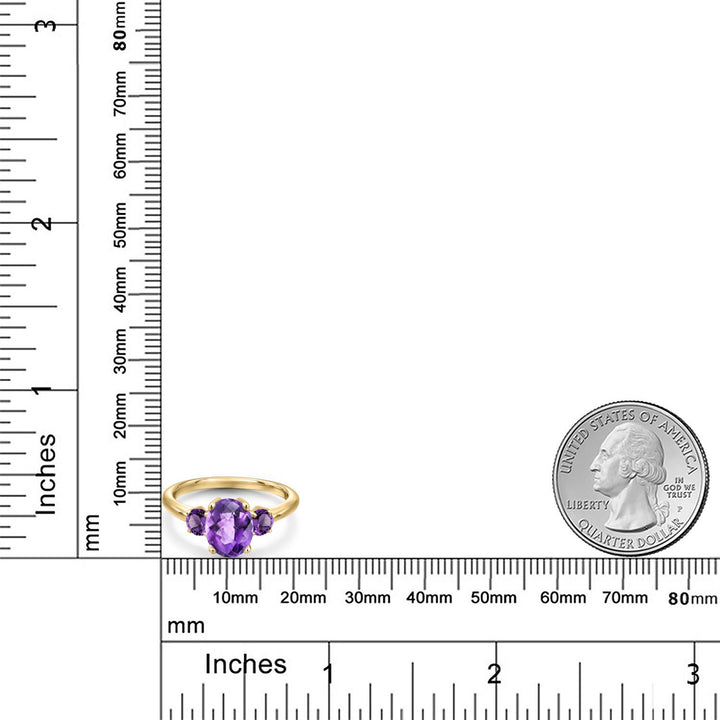 Amethyst_5_Ring in 925 Yellow Gold Plated Silver