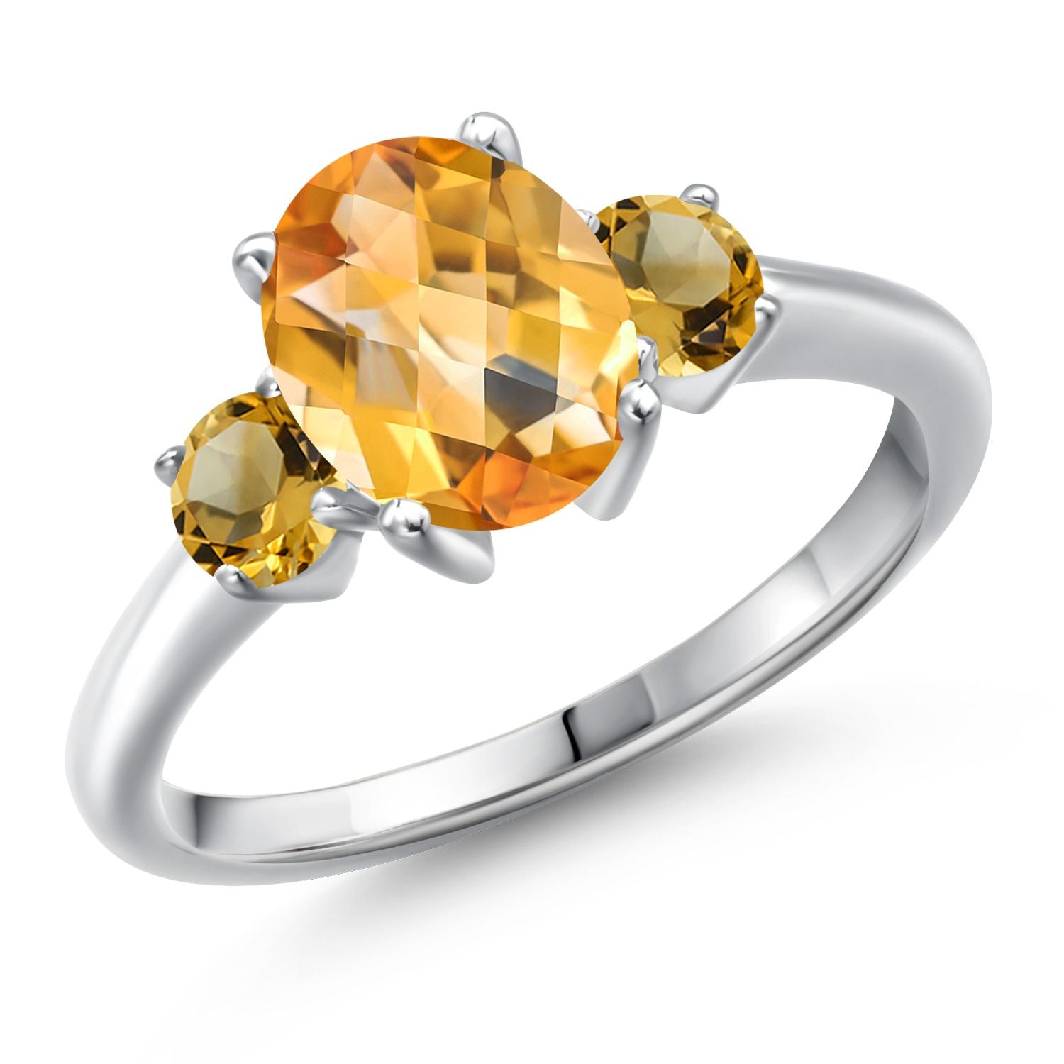 Citrine-Checkerboard - November_6_Ring in 925 Sterling Silver