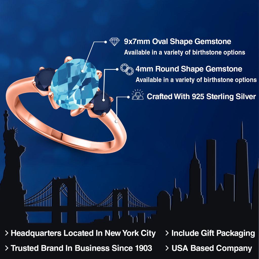 Topaz and Sapphire_5_Ring in 925 Rose Gold Plated Silver