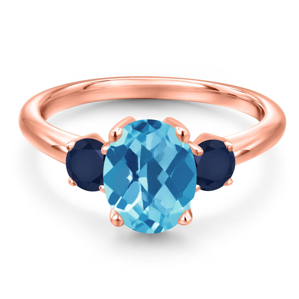 Topaz and Sapphire_5_Ring in 925 Rose Gold Plated Silver